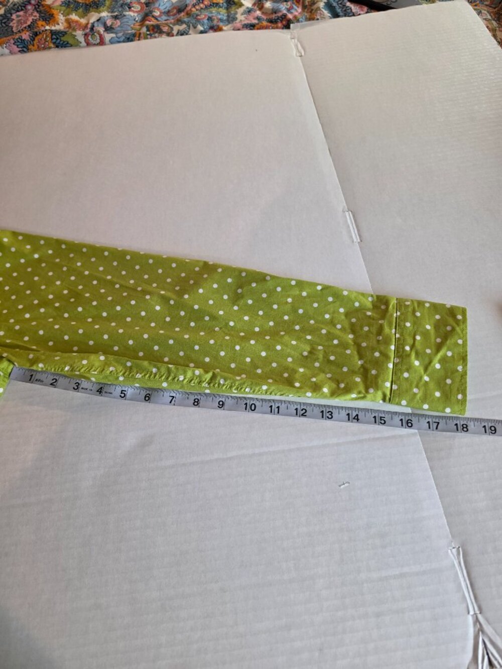 Boden Lime Green & White Polka-dot Button Front Long Sleeve Blouse Size 18 - Picture 6 of 11